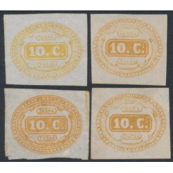 ITALY - 1863 10c Postage Due in four different shades, MNG – Michel # P1a-P1d ITALY - 1863 10c Postage Due in four different shades, MNG – Michel # P1a-P1d