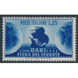 ITALY - 1951 25L ultramarine Levant Fair, Bavi, MNH – Michel # 843
