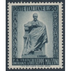ITALY - 1949 20L grey-black Giuseppe Mazzini, MNH – Michel # 777