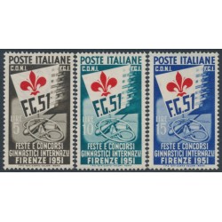 ITALY - 1951 Gymnastics World Games (F.G. 51) set of 3, MNH – Michel # 834-836