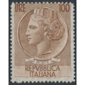 ITALY - 1955 100L brown Italia Turrita, perf. 13¼:14, MNH – Michel # 955D