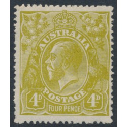 AUSTRALIA - 1924 4d greenish olive KGV, single watermark, MH – ACSC # 114B