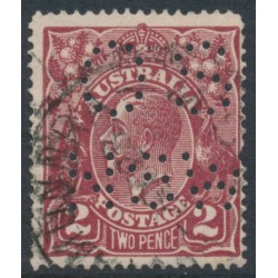 AUSTRALIA - 1924 2d brown KGV, 'weak lower ¼ of design' [16R58], used – ACSC # 97Abb