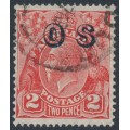 AUSTRALIA - 1932 2d red KGV, CofA watermark, o/p OS, 'hollow S', used – ACSC # 103B(OS)j