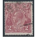 AUSTRALIA - 1924 2d brown KGV, ‘crack over Emu’s head’ [12L21], used – ACSC # 97A(12)e