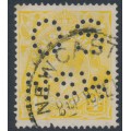 AUSTRALIA - 1916 4d pale lemon-yellow KGV, perf. OS NSW, used – ACSC # 110Cb AUSTRALIA - 1916 4d pale lemon-yellow KGV, perf. OS NSW, used – ACSC # 110Cb