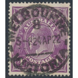 AUSTRALIA - 1921 4d violet KGV, ‘flaw in left wattles’ [2R59], used – ACSC # 111A(2)vf