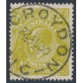AUSTRALIA - 1929 4d olive KGV, SM watermark, perf. 13½:12½, used – ACSC # 116A AUSTRALIA - 1929 4d olive KGV, SM watermark, perf. 13½:12½, used – ACSC # 116A