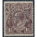 AUSTRALIA - 1918 1½d black-brown KGV, inverted watermark, perf. OS, used – ACSC # 83Aa+b
