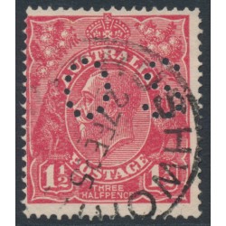 AUSTRALIA - 1924 1½d rose-red KGV, no watermark, perf. OS, used – ACSC # 90Cba