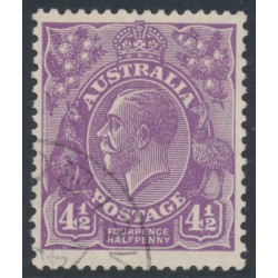 AUSTRALIA - 1930 4½d violet KGV, die II, SM wmk, perf. 13½:12½, CTO – ACSC # 121A 