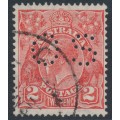 AUSTRALIA - 1933 2d red KGV Head, CofA watermark, perf. OS, used – ACSC # 103B