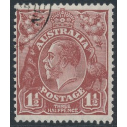 AUSTRALIA - 1930 1½d red-brown KGV, SM wmk, perf. 13½:12½, CTO – ACSC # 93w
