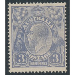 AUSTRALIA - 1924 3d blue KGV, single watermark, ‘dry ink', MH – ACSC # 104Ac