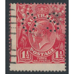 AUSTRALIA - 1924 1½d red KGV, perf. OS, misplaced perfs, used – ACSC # 89FBa