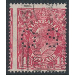 AUSTRALIA - 1926 1½d red KGV, SM watermark, p.14¼:14, misplaced perfs, used – ACSC # 91Abb