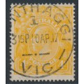 AUSTRALIA - 1917 4d pale orange-yellow KGV, single watermark, used – ACSC # 110E AUSTRALIA - 1917 4d pale orange-yellow KGV, single watermark, used – ACSC # 110E