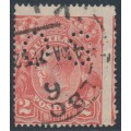 AUSTRALIA - 1922 2d red KGV, perf. OS, misplaced perfs., used – ACSC # 96Cb
