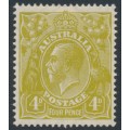 AUSTRALIA - 1927 4d greenish olive KGV, SM watermark, p.14¼:14, MH – ACSC # 115 AUSTRALIA - 1927 4d greenish olive KGV, SM watermark, p.14¼:14, MH – ACSC # 115