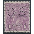 AUSTRALIA - 1922 1d purple KGV, perf. OS, used – ACSC # 76Dbb