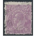 AUSTRALIA - 1924 4½d violet KGV, single watermark, coarse paper, used – ACSC # 118Dab
