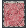 AUSTRALIA - 1926 1½d red KGV, SM watermark, p.14¼:14, 'slurred print', used – ACSC # 91Ac
