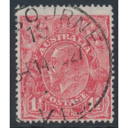 AUSTRALIA - 1926 1½d red KGV, SM watermark, p.14¼:14, 'slurred print', used – ACSC # 91Ac AUSTRALIA - 1926 1½d red KGV, SM watermark, p.14¼:14, 'slurred print', used – ACSC # 91Ac