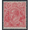 AUSTRALIA - 1926 1½d red KGV, SM watermark, p.14¼:14, 'translucent paper', MH – ACSC # 91Baa