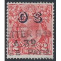 AUSTRALIA - 1932 2d red KGV, CofA watermark, o/p OS, 'hollow S', used – ACSC # 103B(OS)j