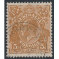 AUSTRALIA - 1932 5d brown KGV, CofA wmk, 'frame missing behind 'Roo' [3R60], used – ACSC # 127B(3)r
