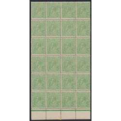 AUSTRALIA - 1915 ½d green KGV, single watermark, block of 24 with varieties, MH – ACSC # 63C AUSTRALIA - 1915 ½d green KGV, single watermark, block of 24 with varieties, MH – ACSC # 63C