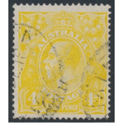 AUSTRALIA - 1916 4d lime-yellow KGV, single watermark, used – ACSC # 110D