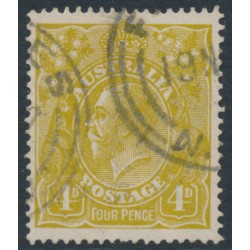 AUSTRALIA - 1924 4d olive KGV, 'short U in FOUR' [3R21], used – ACSC # 114A(3)l