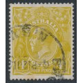 AUSTRALIA - 1924 4d olive KGV, 'broken crown top' [4L18], used – ACSC # 114A(4)d