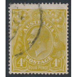 AUSTRALIA - 1924 4d olive KGV, flaw on right 4' [4R23], used – ACSC # 114A(4)j