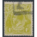 AUSTRALIA - 1924 4d olive KGV, 'flaw in SW corner' [4R46], used – ACSC # 114B