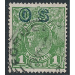 AUSTRALIA - 1932 1d green KGV, o/p OS, CofA watermark reversed, used – ACSC # 82A(OS)aa AUSTRALIA - 1932 1d green KGV, o/p OS, CofA watermark reversed, used – ACSC # 82A(OS)aa