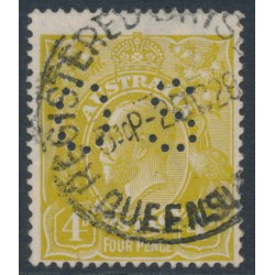 AUSTRALIA - 1924 4d olive KGV, single watermark, perf. OS – ACSC # 114Aba