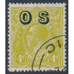 AUSTRALIA - 1932 4d greenish olive KGV, overprinted OS, CTO – ACSC # 116B(OS)w