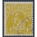 AUSTRALIA - 1933 4d yellow-olive KGV, CofA watermark, CTO – ACSC # 117Cw AUSTRALIA - 1933 4d yellow-olive KGV, CofA watermark, CTO – ACSC # 117Cw