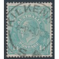 AUSTRALIA - 1932 1/4 greenish blue KGV, CofA watermark, used – ACSC # 131A