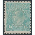 AUSTRALIA - 1920 1/4 turquoise-blue KGV, single watermark, MH – ACSC # 128A