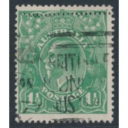 AUSTRALIA - 1923 1½d green KGV, 'missing last E of THREE' [11R32], used – ACSC # 88C(11)na