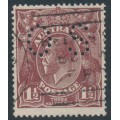 AUSTRALIA - 1919 1½d chocolate KGV, inverted watermark, perf. OS, used – ACSC # 85Cba+a