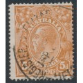 AUSTRALIA - 1915 5d chestnut KGV, line perf., 'notch in SW' [1L57], used – ACSC # 122Ar
