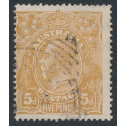 AUSTRALIA - 1917 5d brown KGV, 'eight wattles' [1L1], used – ACSC # 123Ee