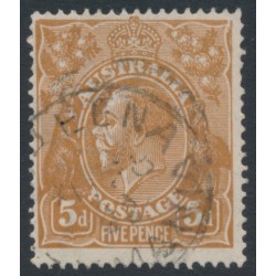 AUSTRALIA - 1917 5d brown KGV, 'broken NE corner' [1L13], used – ACSC # 123Dh
