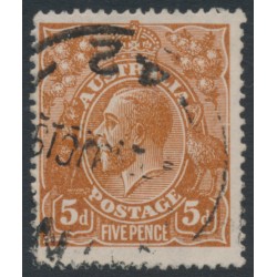 AUSTRALIA - 1917 5d brown KGV, 'break in right frame' [1L21], used – ACSC # 123Ai