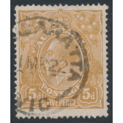AUSTRALIA - 1917 5d brown KGV, 'break in right frame' [1L21], used – ACSC # 123Ei