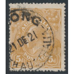AUSTRALIA - 1917 5d brown KGV, 'broken crown top' [1L30], used – ACSC # 123El